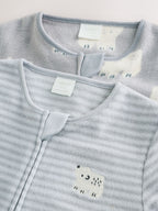Grey Polar Bear Micro Fleece Two Way Zip Sleepsuits 2 Pack