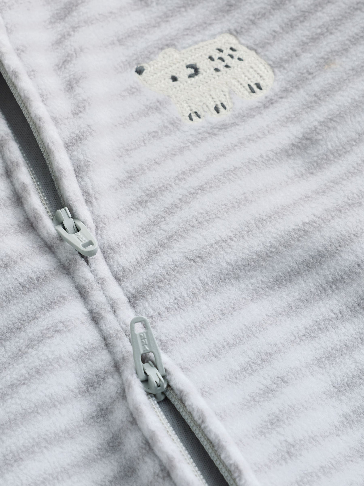 Grey Polar Bear Micro Fleece Two Way Zip Sleepsuits 2 Pack