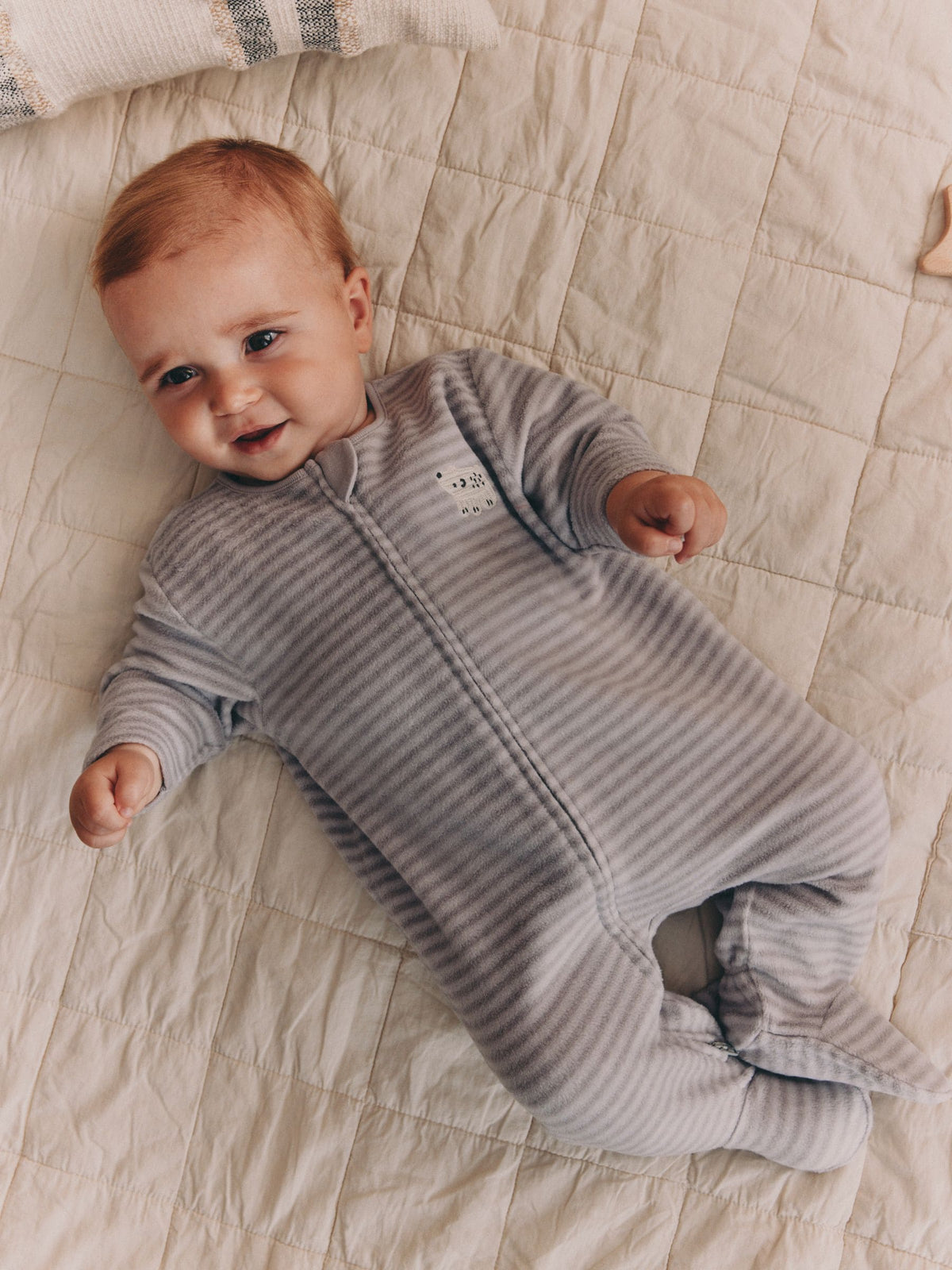 Grey Polar Bear Micro Fleece Two Way Zip Sleepsuits 2 Pack
