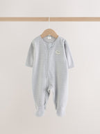 Grey Polar Bear Micro Fleece Two Way Zip Sleepsuits 2 Pack