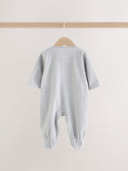 Grey Polar Bear Micro Fleece Two Way Zip Sleepsuits 2 Pack