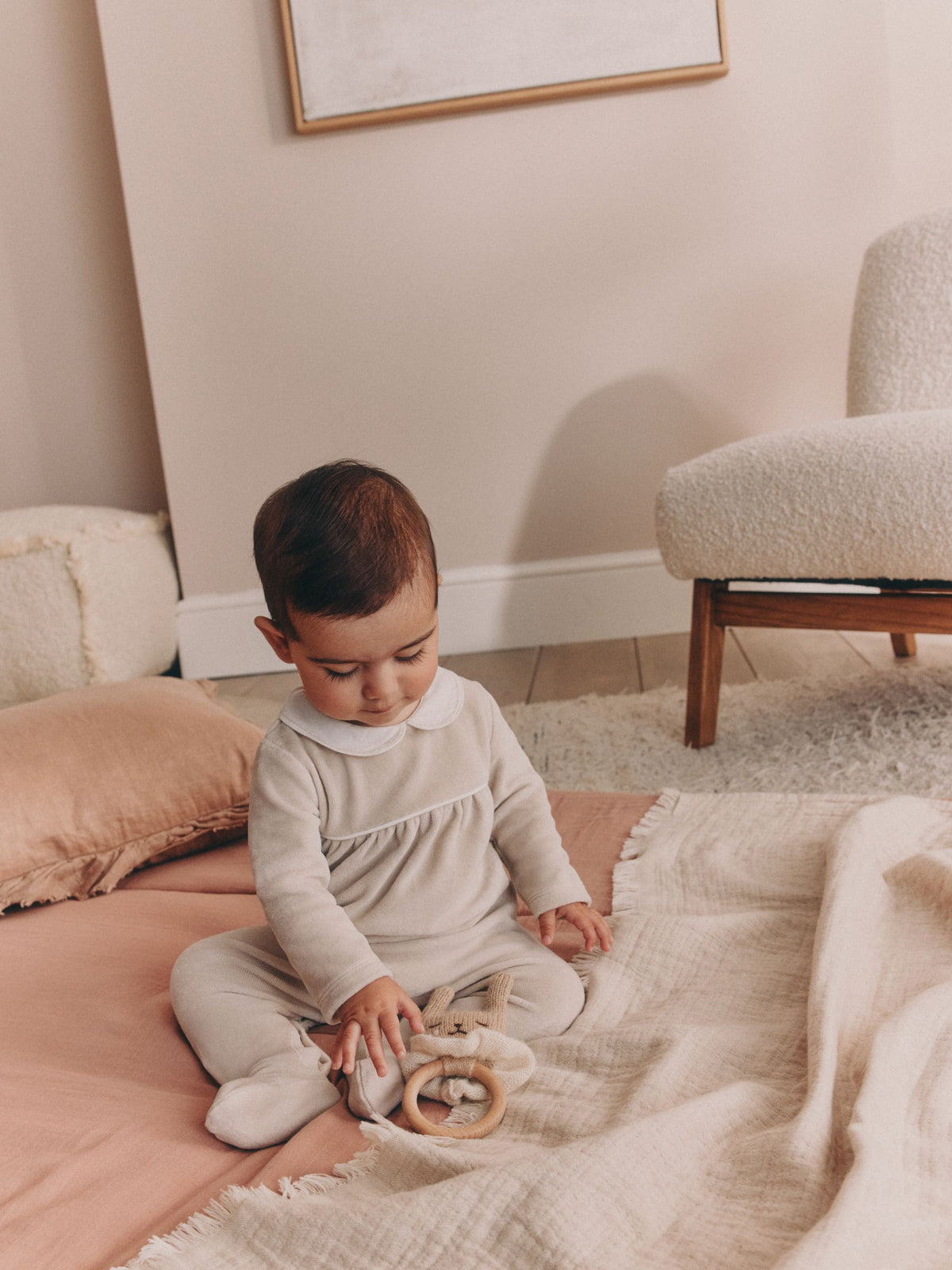 Neutral Collared Baby Sleepsuit (0-2yrs)