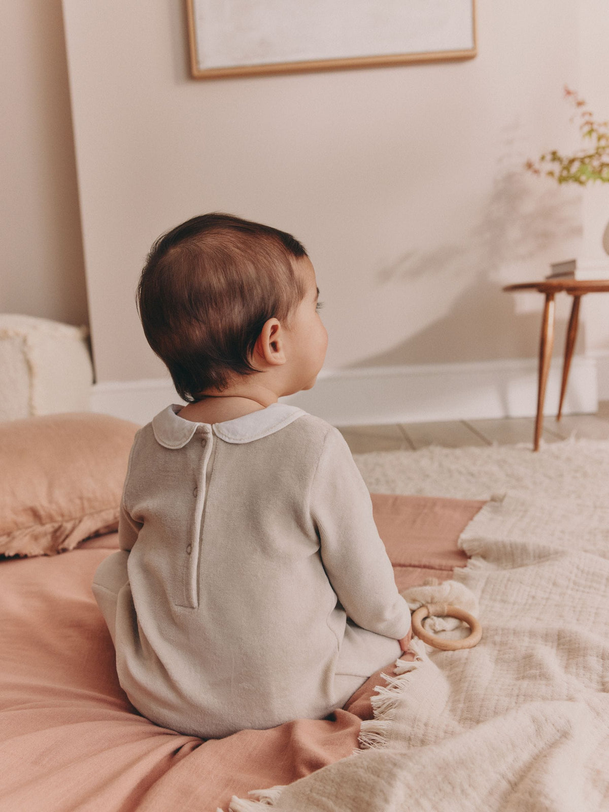 Neutral Collared Baby Sleepsuit (0-2yrs)