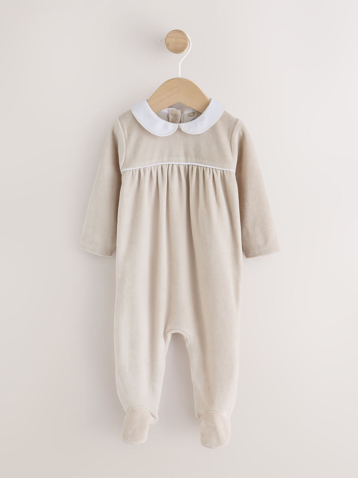 Neutral Collared Baby Sleepsuit (0-2yrs)