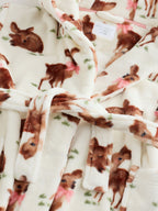 Ecru/Brown Fleece Dressing Gown (9mths-16yrs)