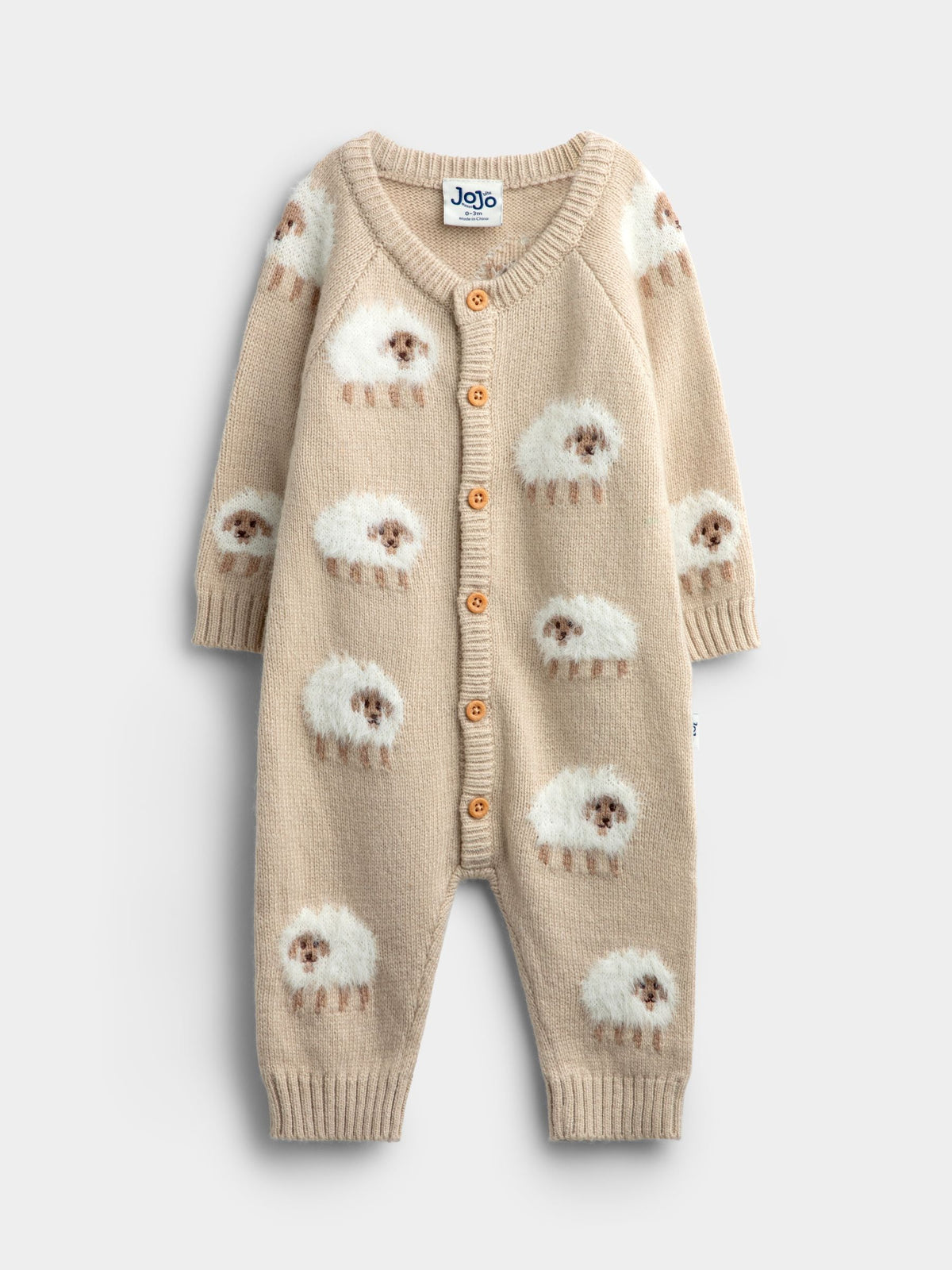JoJo Maman Bébé Natural Sheep Knit All-In-One