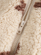 Neutral and Chocolate Floral Borg Baby Zip Thru Jacket (0mths-2yrs)