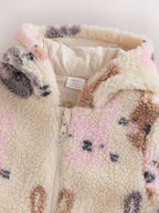 Ecru Bunny All Over Print Borg Hooded Baby All-In-One (0mths-2yrs)