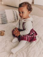 Red Check Baby Long Sleeve Bodysuit Bubble Skirt And Tights Set 3 Piece (0mths-2yrs)