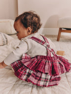 Red Check Baby Long Sleeve Bodysuit Bubble Skirt And Tights Set 3 Piece (0mths-2yrs)