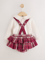 Red Check Baby Long Sleeve Bodysuit Bubble Skirt And Tights Set 3 Piece (0mths-2yrs)