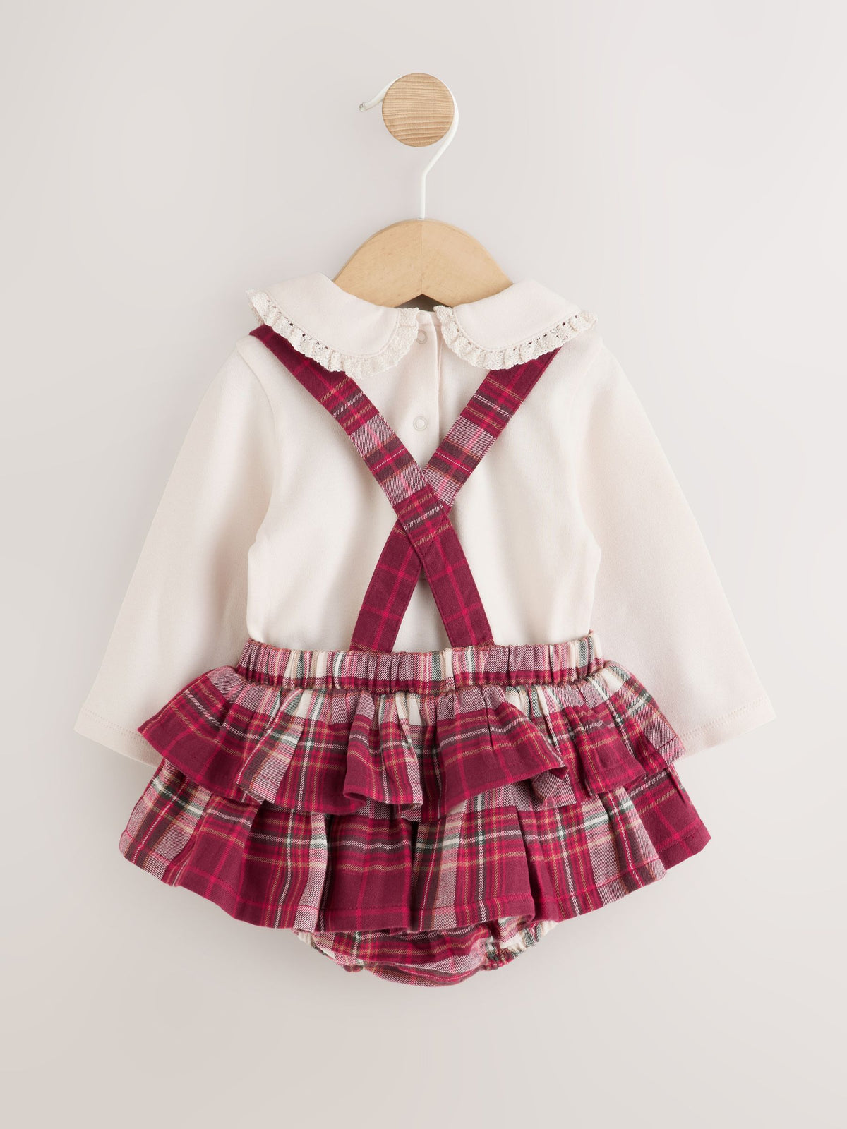 Red Check Baby Long Sleeve Bodysuit Bubble Skirt And Tights Set 3 Piece (0mths-2yrs)