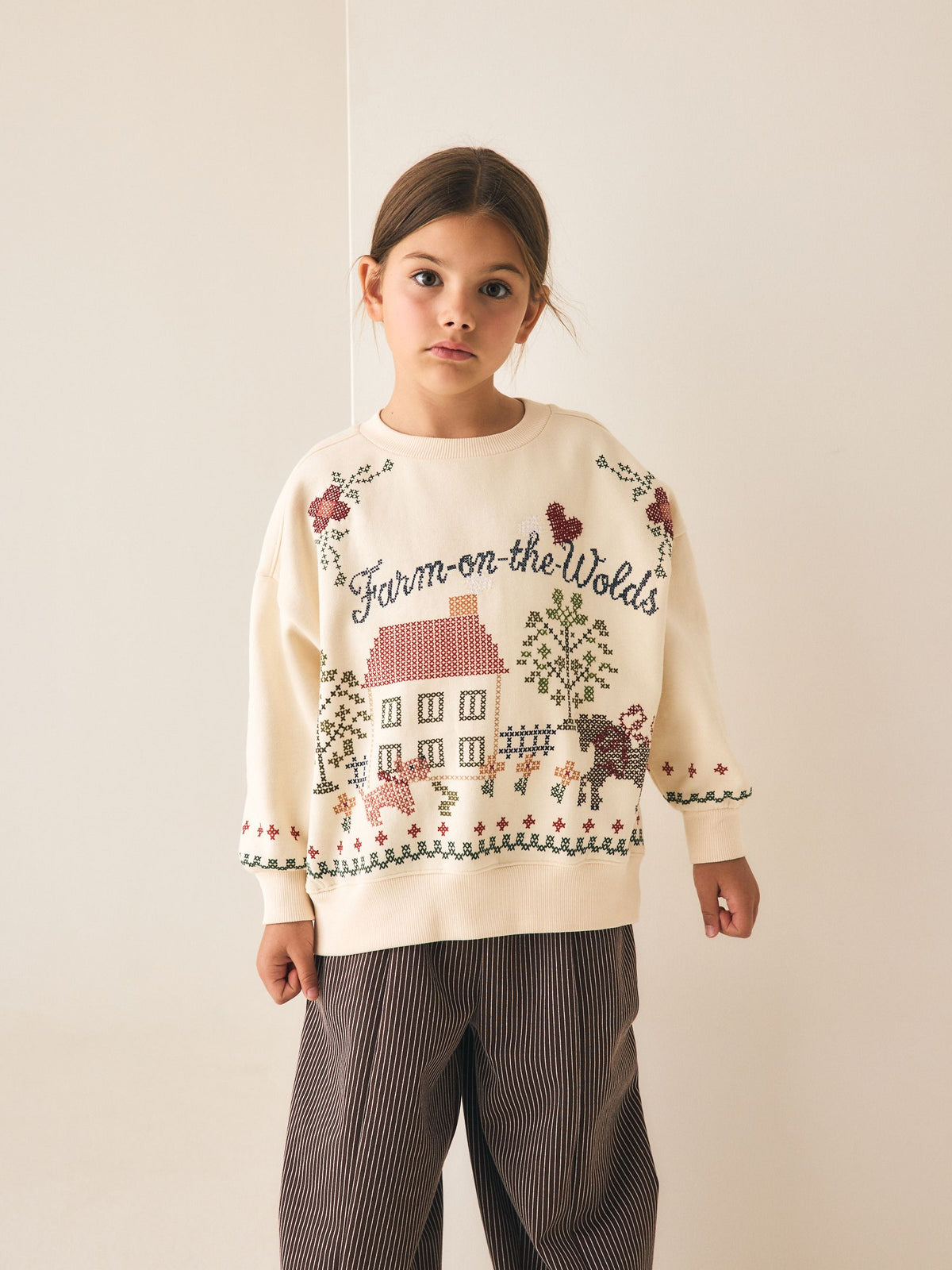 Ecru Embroidered Detail Sweatshirt (3-16yrs)