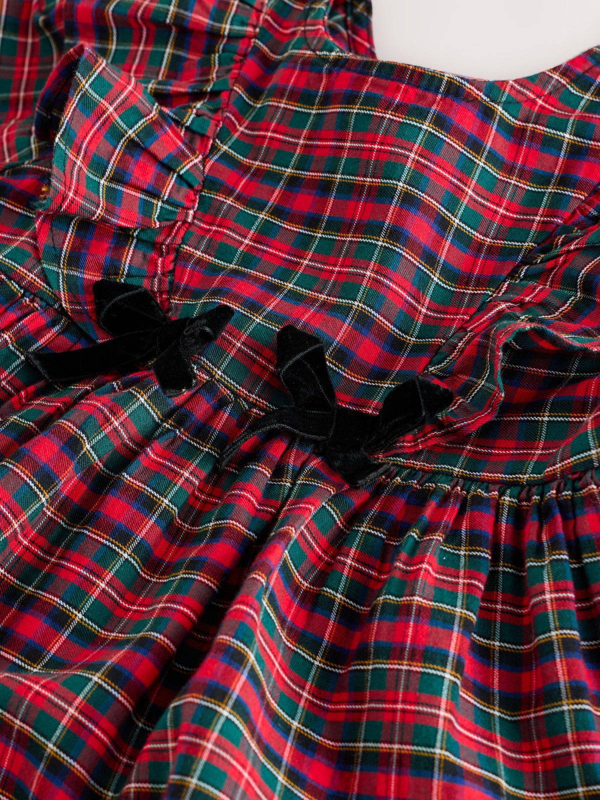 Red Velvet Bow Long Sleeve Check Dress (3mths-8yrs)