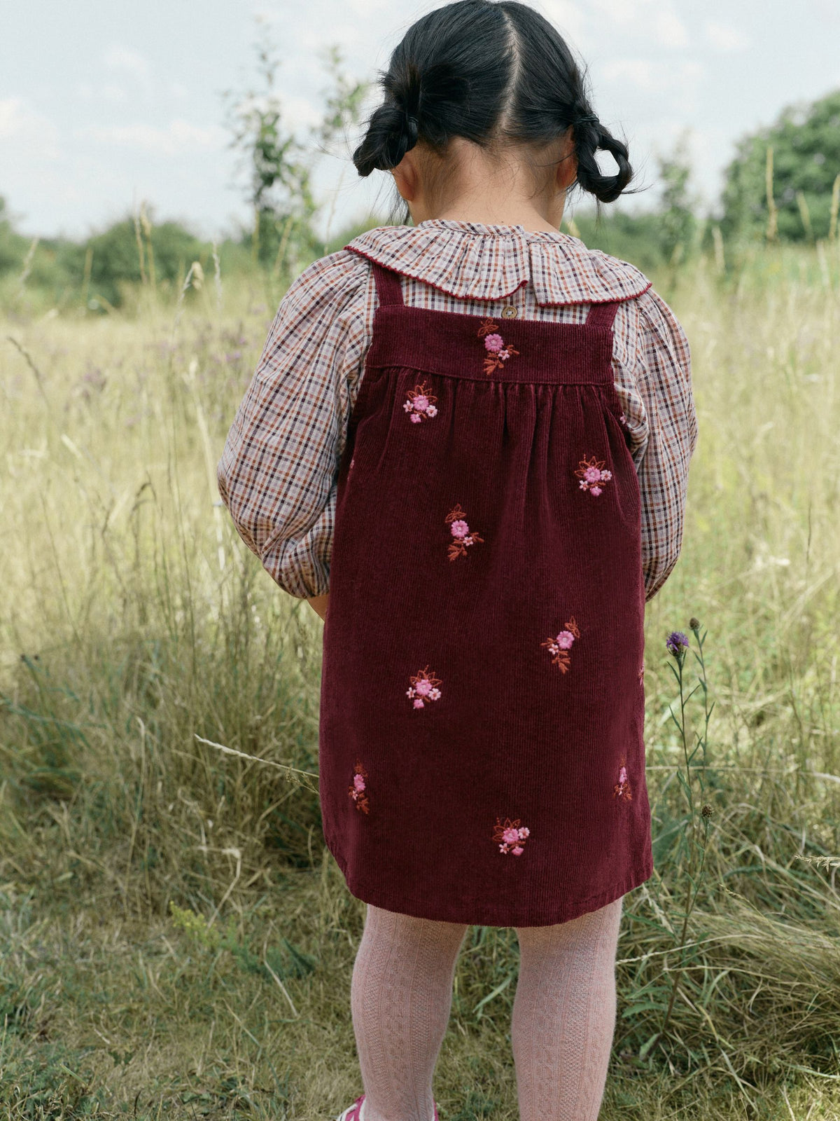 Berry Pink Blouse and Embroidered Cord Pinafore Set (3mths-8yrs)
