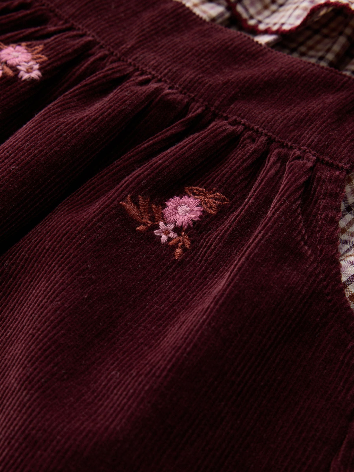 Berry Pink Blouse and Embroidered Cord Pinafore Set (3mths-8yrs)