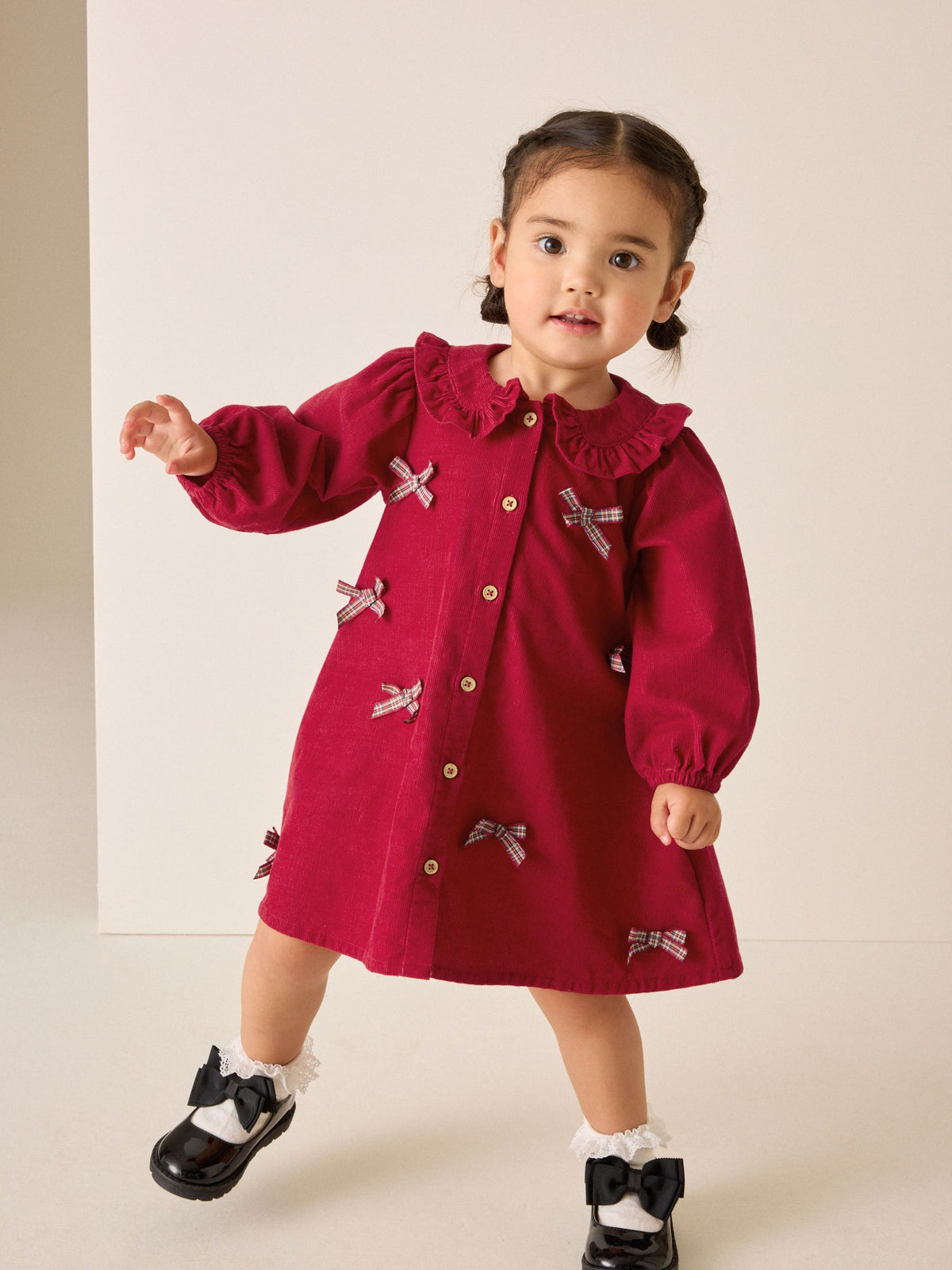 Red Cord 3D Bow Collar Dress (3mths-8yrs)