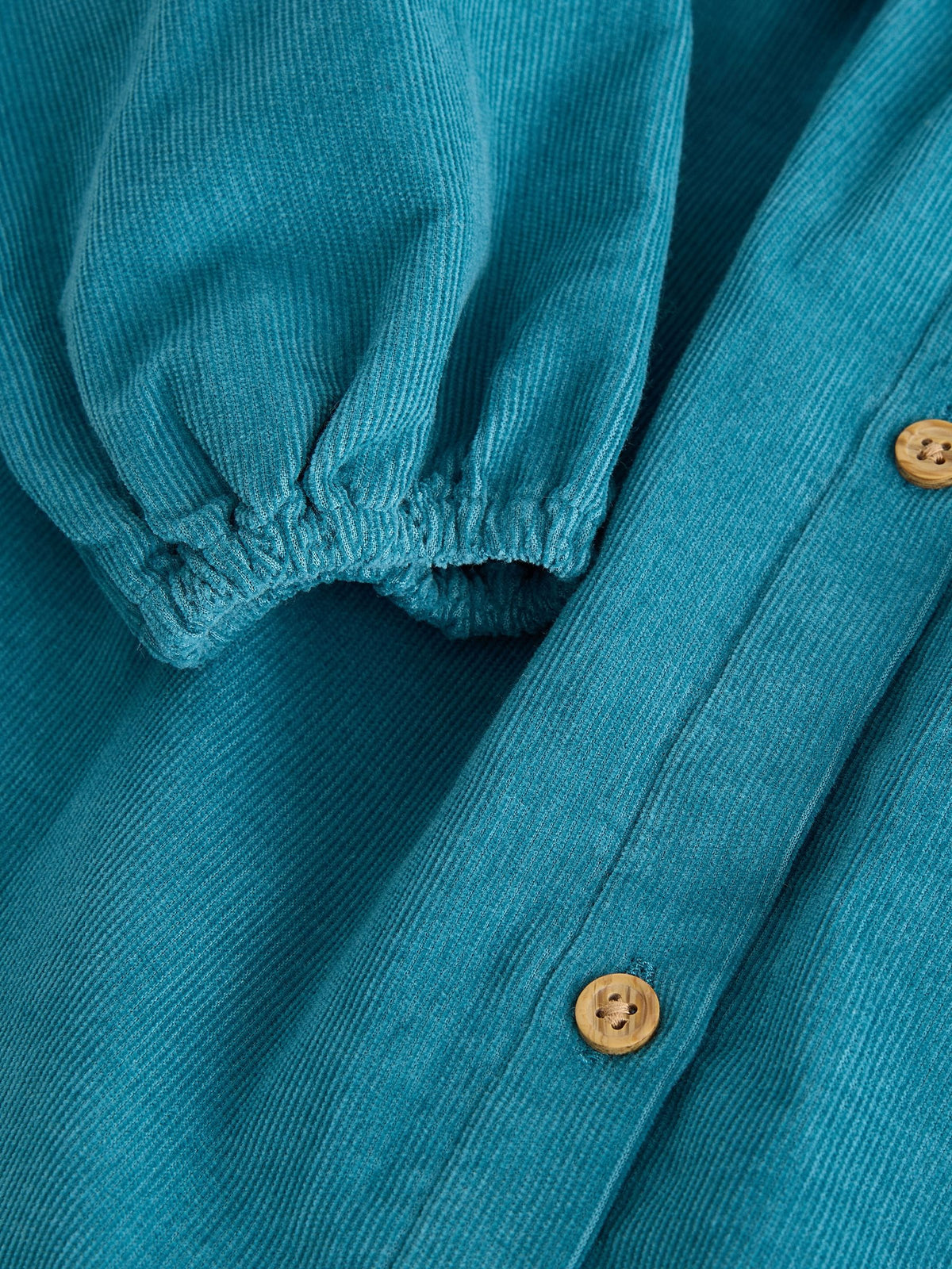 Teal Blue Collar Detail Long Sleeve Cord Dress (3mths-8yrs)