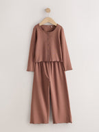 Pink/Grey/Brown Cardigan Wide Leg Pyjamas 3 Pack (3-16yrs)