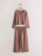 Pink/Grey/Brown Cardigan Wide Leg Pyjamas 3 Pack (3-16yrs)