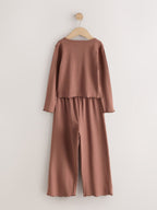 Pink/Grey/Brown Cardigan Wide Leg Pyjamas 3 Pack (3-16yrs)