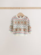 Neutral Fairisle Christmas Knitted Jumper and Leggings Set (0mths-2yrs)