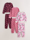 Pink/Brown Bow Jogger Pyjamas 3 Pack (9mths-16yrs)