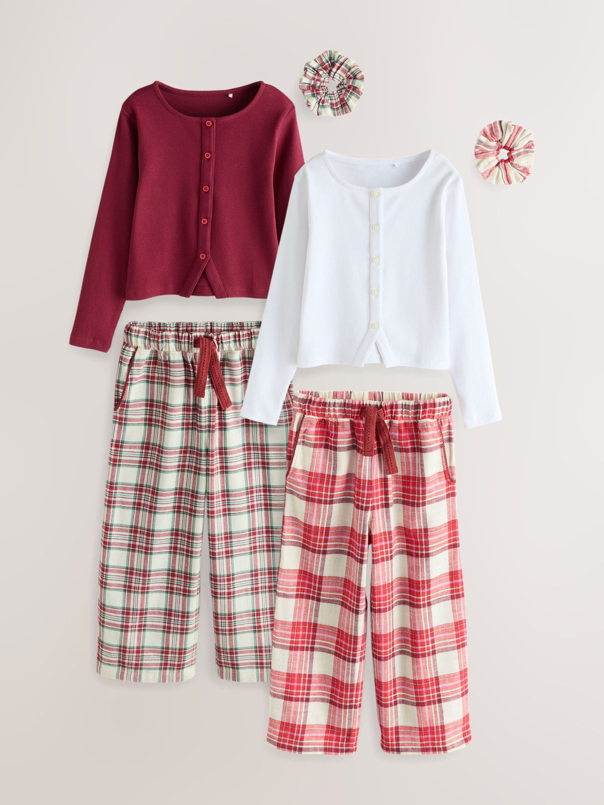 Red/Ecru Woven Wide Leg Pyjamas Set 2 Pack (3-16yrs)