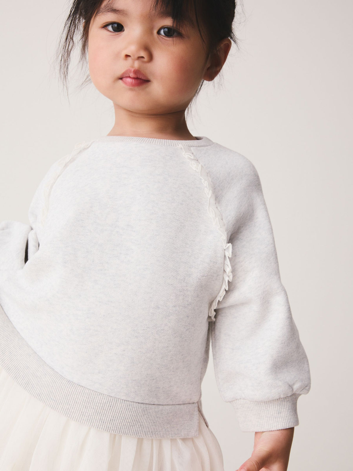 Grey/White Long Sleeve Sweat Mesh Dress (3mths-7yrs)