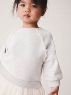 Grey/White Long Sleeve Sweat Mesh Dress (3mths-7yrs)