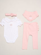 Rock-A-Bye Baby Boutique Pink Teddy Print Outfit Set 4 Piece
