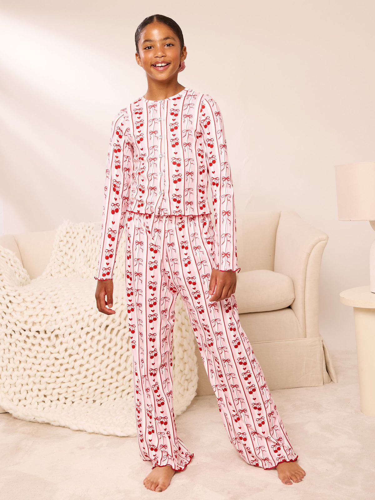 Lipsy Pink Soft Touch Pointelle Lounge Pyjamas Set (5-16yrs)