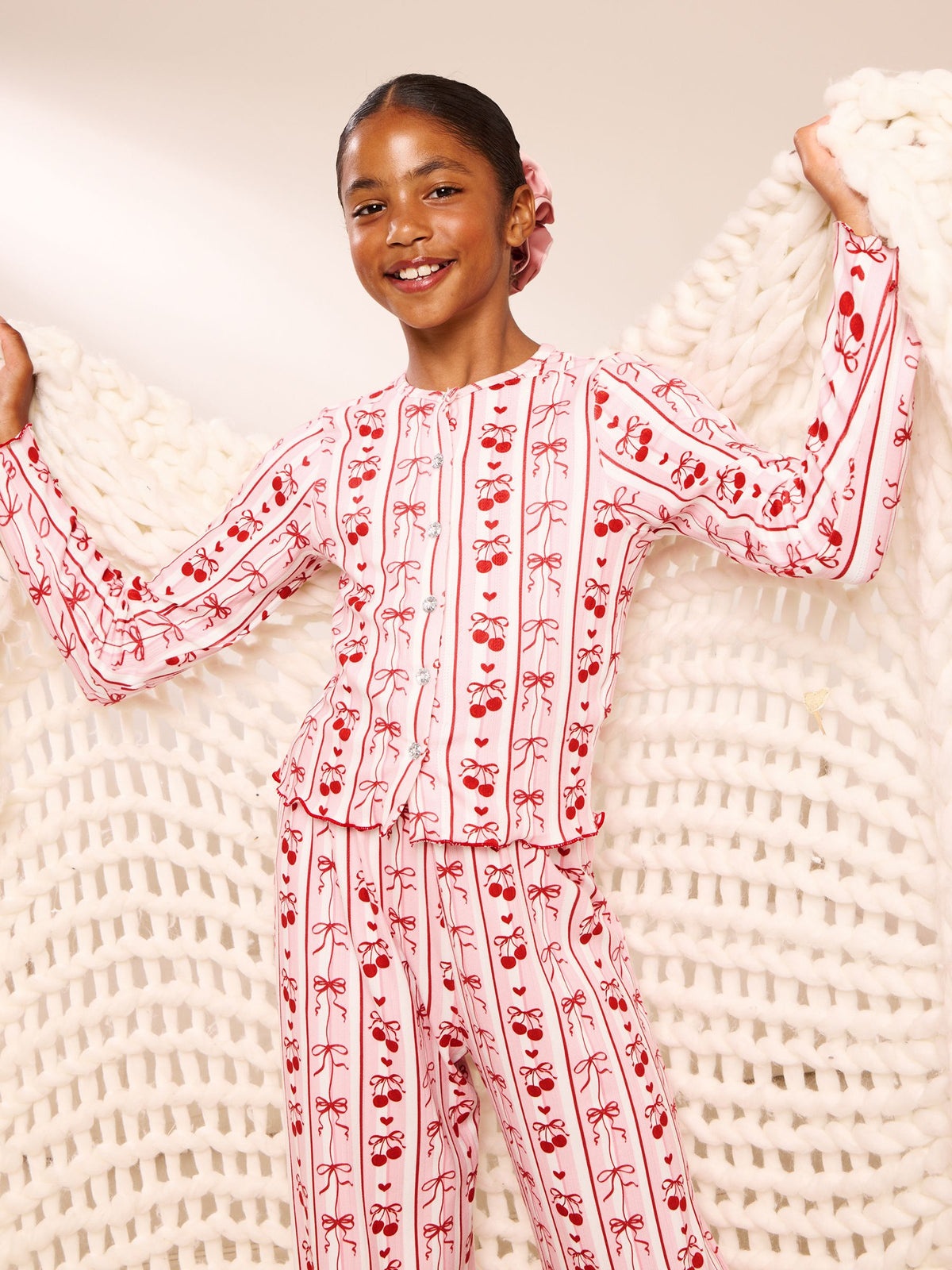 Lipsy Pink Soft Touch Pointelle Lounge Pyjamas Set (5-16yrs)
