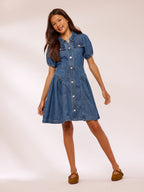 Lipsy Blue Denim Collar Dress (5-16yrs)