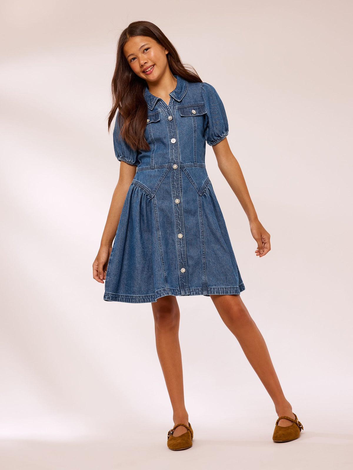 Lipsy Blue Denim Collar Dress (5-16yrs)