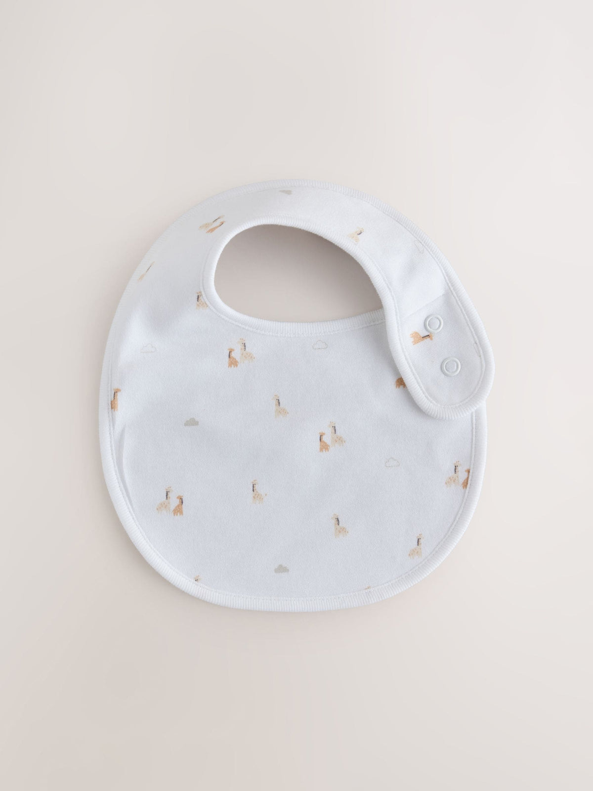White Mini Safari Animals Baby Bibs 5 Pack