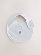White Mini Safari Animals Baby Bibs 5 Pack