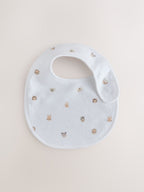 White Mini Safari Animals Baby Bibs 5 Pack