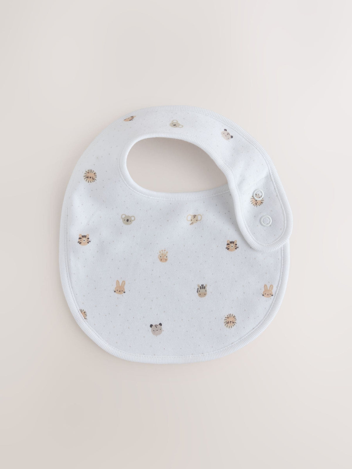 White Mini Safari Animals Baby Bibs 5 Pack