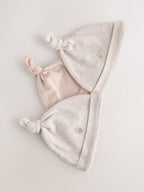 Neutral Bunny Tie Top Baby Hats 3 Pack (0-12mths)