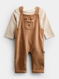 JoJo Maman Bébé Brown Bear Jersey Dungaree & Bodysuit Set