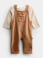 JoJo Maman Bébé Brown Bear Jersey Dungaree & Bodysuit Set