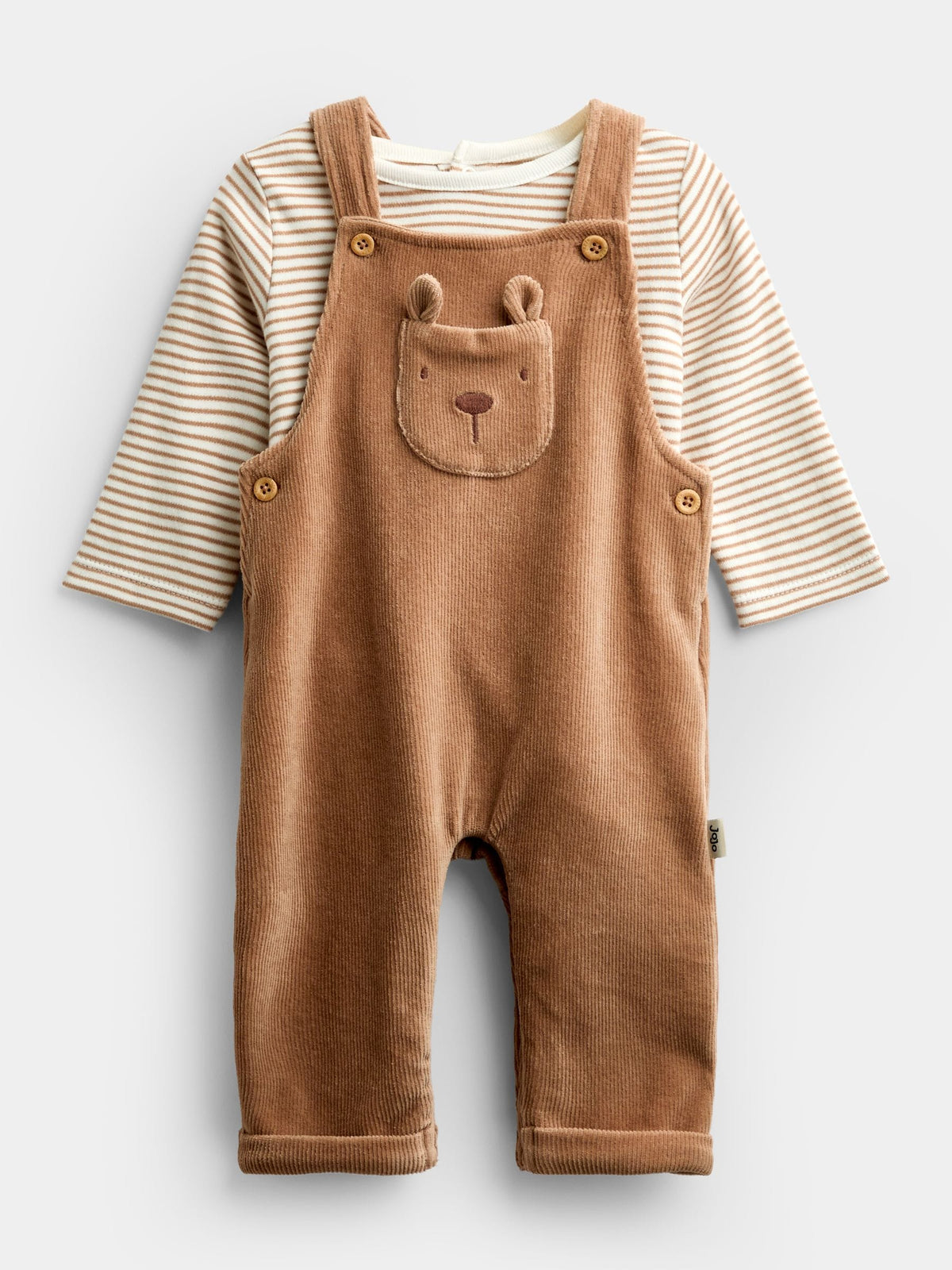 JoJo Maman Bébé Brown Bear Jersey Dungaree & Bodysuit Set