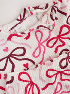 Burgundy Red Bow Baby Long Sleeve Top And Leggings 6 Piece Set (0mths-2yrs)