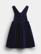 JoJo Maman Bébé Navy Blue Mouse Embroidered Velour Pinafore Set