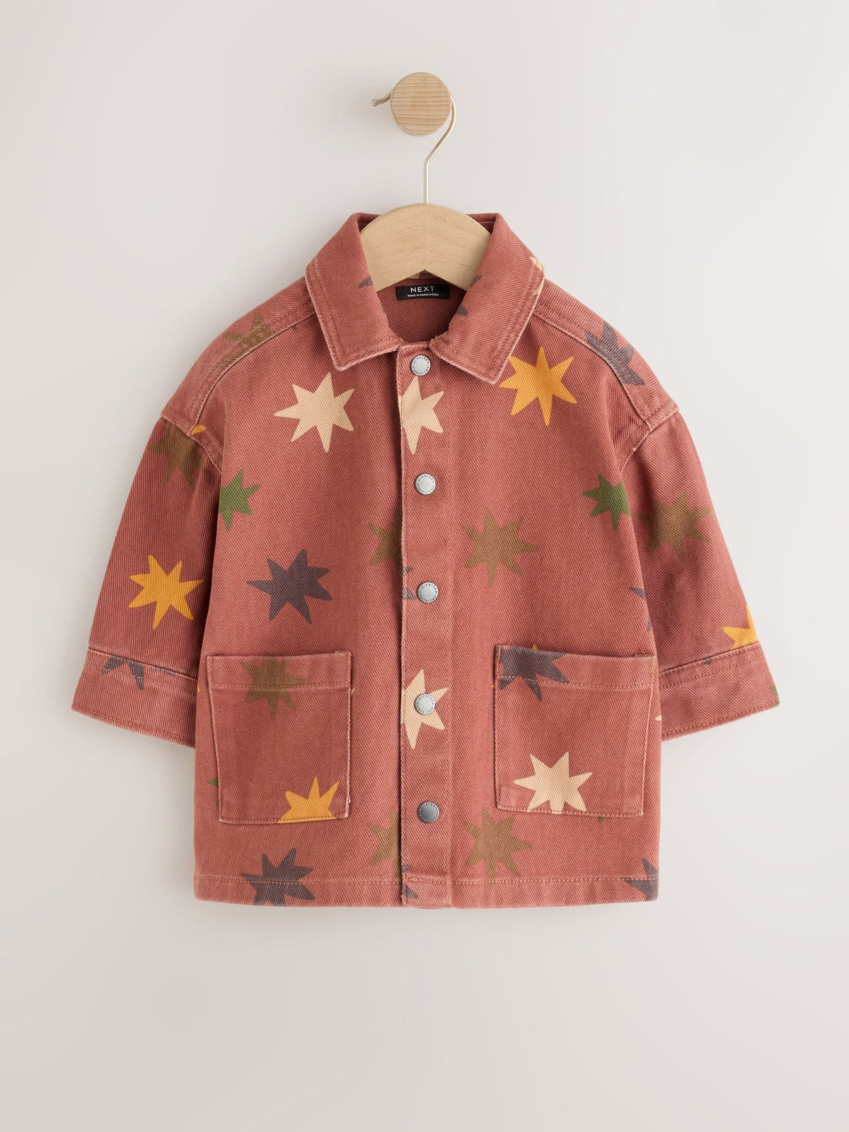 Rust Brown All Over Print Stars Twill Printed Overshirt (3mths-7yrs)