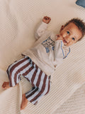 Blue/Brown Brunch Club Baby Top and Wide Leg Leggings Set (0mths-2yrs)