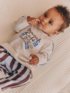 Blue/Brown Brunch Club Baby Top and Wide Leg Leggings Set (0mths-2yrs)