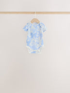 Blue Bow Short Sleeve Baby Bodysuit 5 Pack