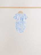 Blue Bow Short Sleeve Baby Bodysuit 5 Pack